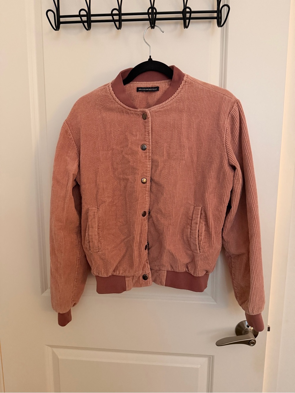 Brandy Melville Dusty Rose Corduroy Bomber Jacket